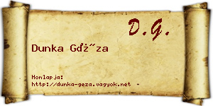 Dunka Géza névjegykártya